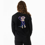 Girls Lacrosse Tshirt Long Sleeve - Lily The Lacrosse Dog (Back Design)