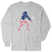 Volleyball Tshirt Long Sleeve - Volleyball Stars and Stripes Player [Gray/Youth Small] - SS