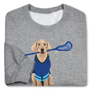Guys Lacrosse Crewneck Sweatshirt - Laxer the Lacrosse Dog