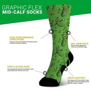 Pickleball Graphic Flex Mid-Calf Socks - Big Dill