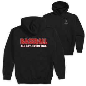 Baseball Hooded Sweatshirt - Baseball All Day Everyday (Back Design) [Youth Small/Black] - SS