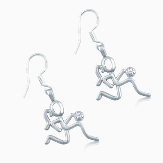 Silver Basketball Girl (Stick Figure) Earrings