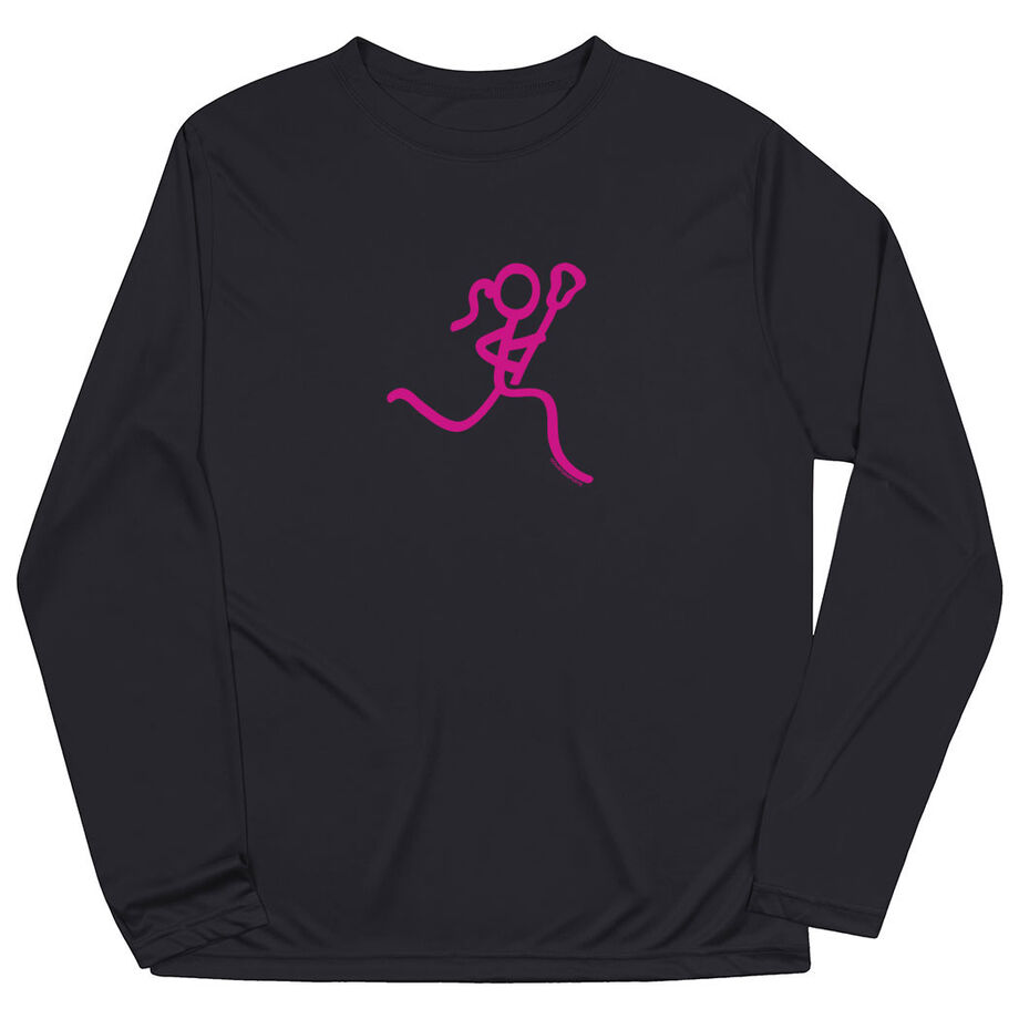 Girls Lacrosse Long Sleeve Performance Tee - Neon Lax Girl