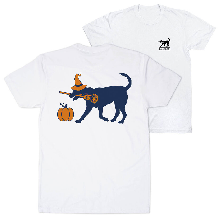 Girls Lacrosse Short Sleeve T-Shirt - Lula Witch Dog (Back Design)