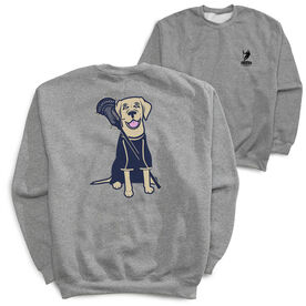 Guys Lacrosse Crewneck Sweatshirt - Riley The Lacrosse Dog (Back Design)
