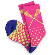 Girls Lacrosse Woven Mid-Calf Socks - Malibu (Pink/Yellow/Blue)