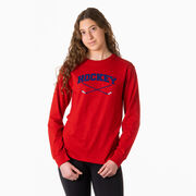 Hockey Tshirt Long Sleeve - Hockey Crossed Sticks Logo