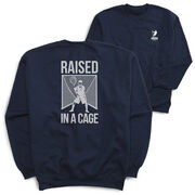 Guys Lacrosse Crewneck Sweatshirt - Raised In A Cage (Back Design)