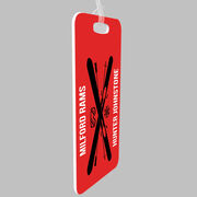 Skiing Bag/Luggage Tag - Personalized Text with Crossed Skis