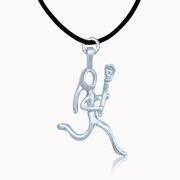 Silver Lacrosse Girl (Stick Figure) Necklace
