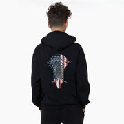 Guys Lacrosse Hooded Sweatshirt - Patriotic Stick (Back Design)