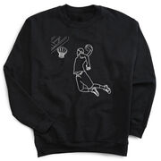 Basketball Crewneck Sweatshirt - Basketball Player Sketch