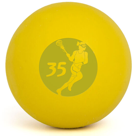 Personalized Engraved Lacrosse Ball Girl Player Cutout (Yellow Ball)