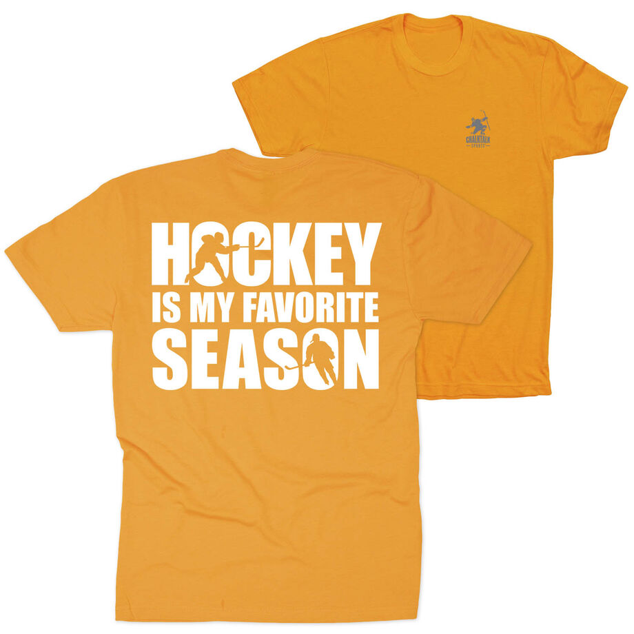 Hockey Short Sleeve T-Shirt - Hockey Is My Favorite Season (Back Design)