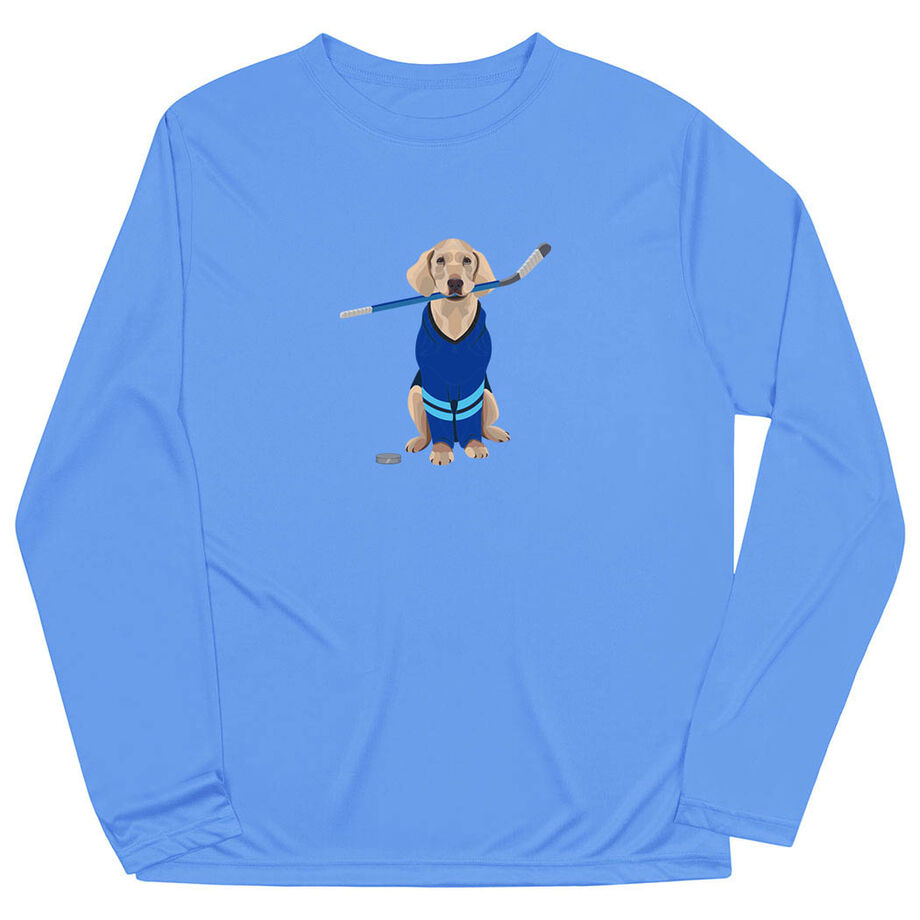 Hockey Long Sleeve Performance Tee - Puck The Hockey Dog