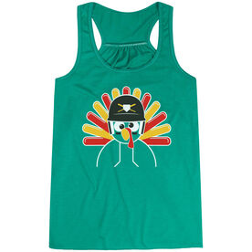 Softball Women's Flowy Racerback Tank Top - Goofy Turkey Player