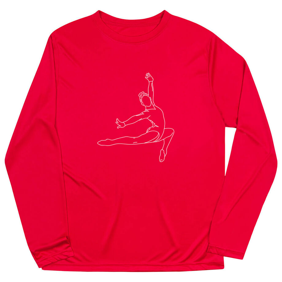 Gymnastics Long Sleeve Performance Tee - Gymnast Sketch