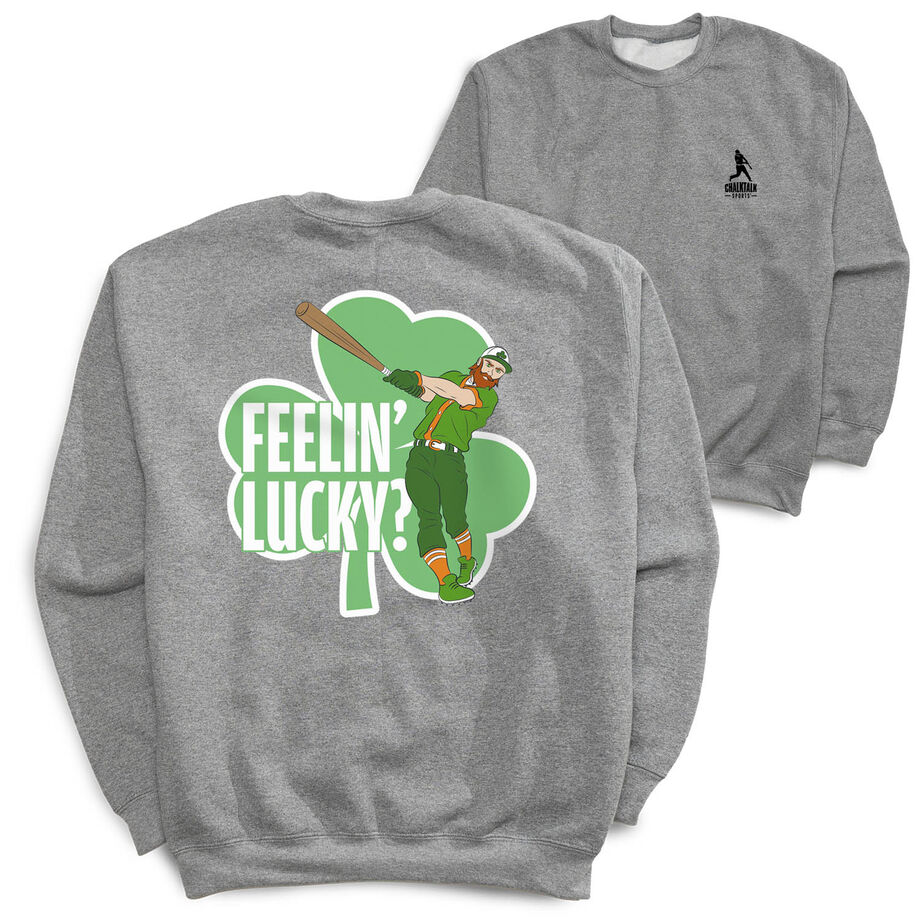 Baseball Crewneck Sweatshirt - Feelin' Lucky Baseball (Back Design)