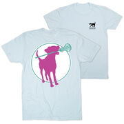 Girls Lacrosse Short Sleeve T-Shirt - Lacrosse Dog with Girl Stick (Back Design)
