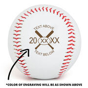 Baseball Crossed Bats Laser Engraved Baseball