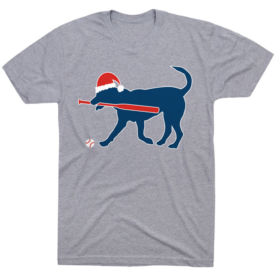 Softball T-Shirt Short Sleeve Play Ball Christmas Dog - Personalization Image