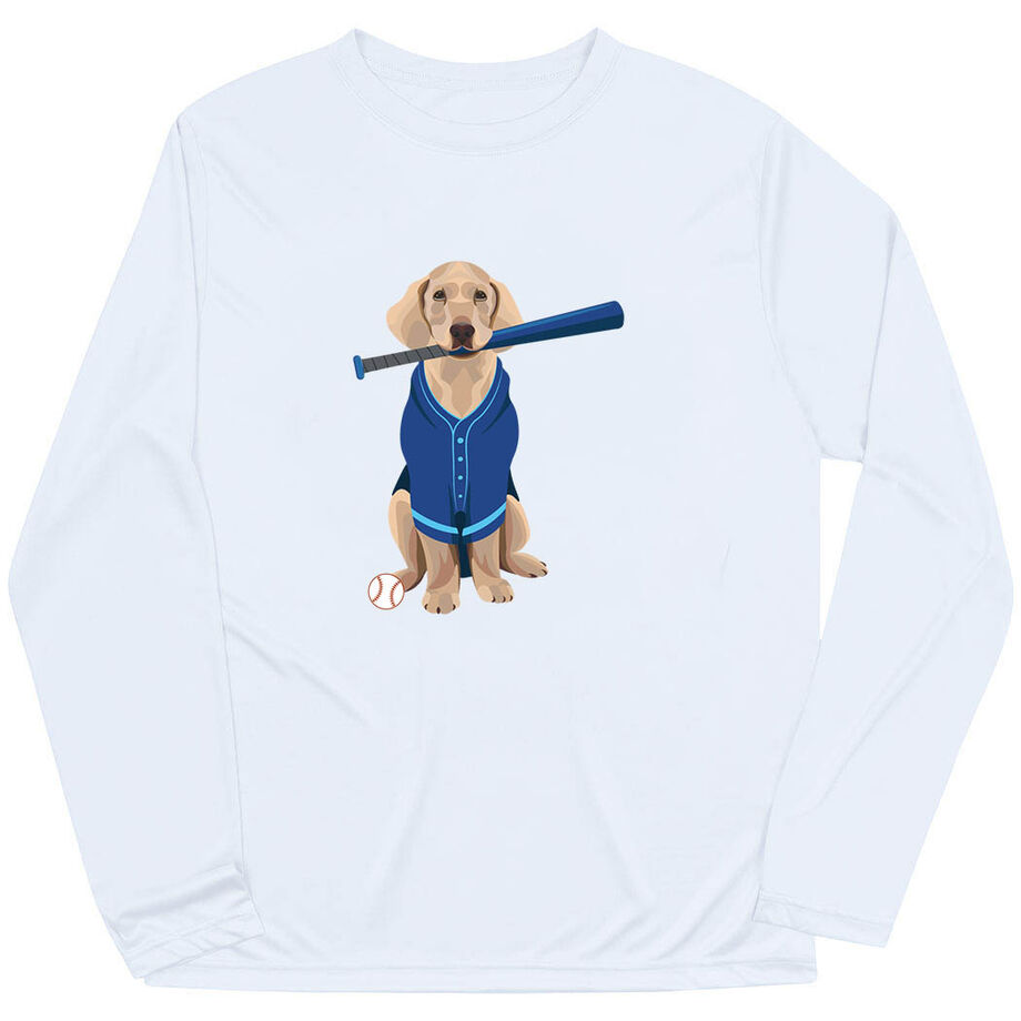 Baseball Long Sleeve Performance Tee - Dinger the Baseball Dog