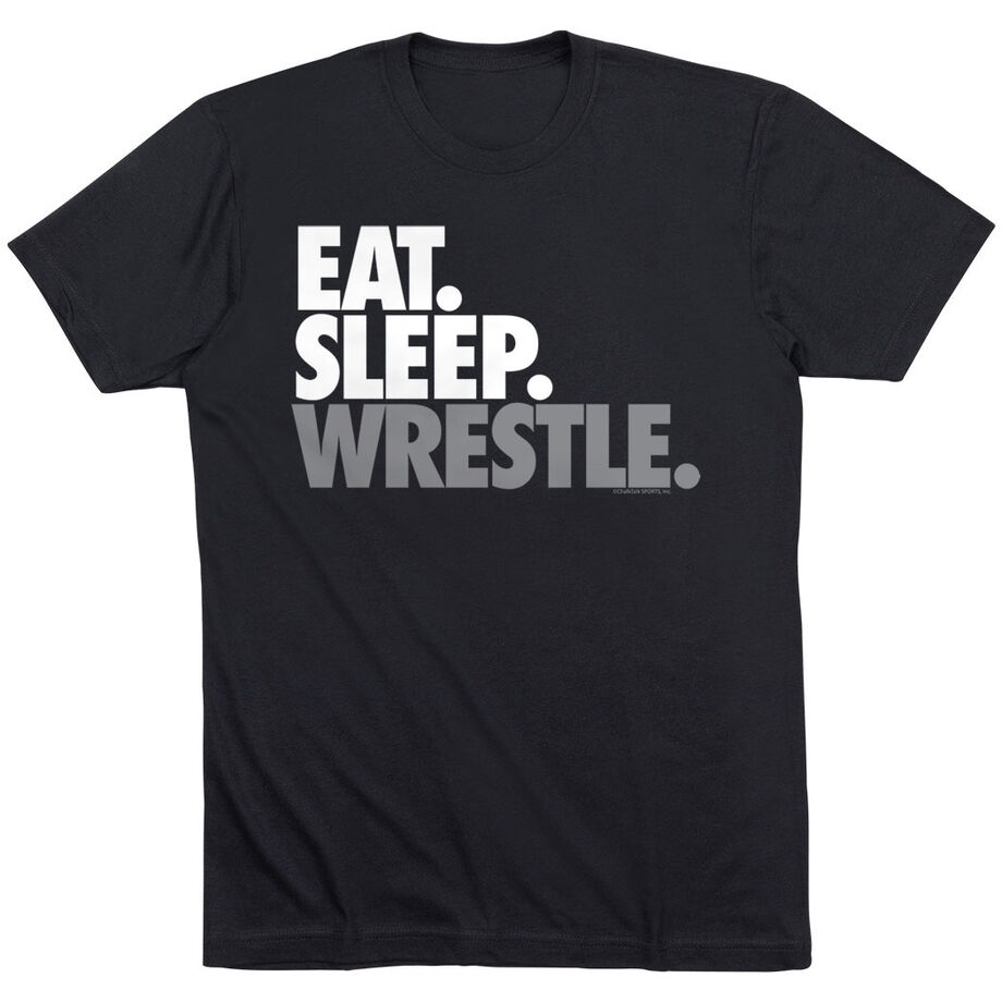 Wrestling T-shirt Short Sleeve Eat. Sleep. Wrestle. [Adult X-Small/Black] - SS
