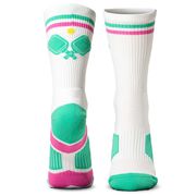 Pickleball Woven Mid-Calf Socks - Crossed Paddles - Miami