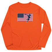 Guys Lacrosse Long Sleeve Performance Tee - Patriotic Lacrosse