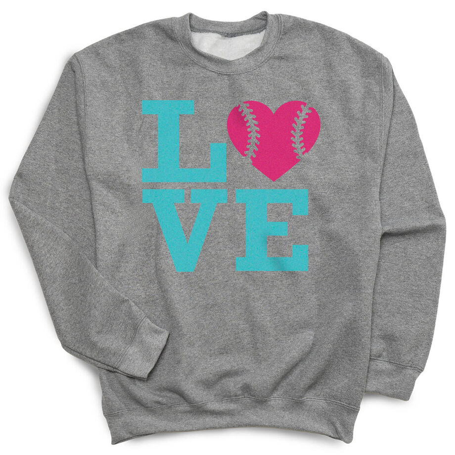 Softball Crew Neck Sweatshirt - Love Softball - Personalization Image