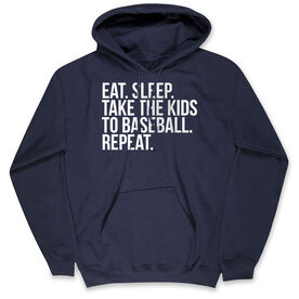 Baseball Hooded Sweatshirt - Eat Sleep Take The Kids To Baseball [Navy/Youth Medium] - SS