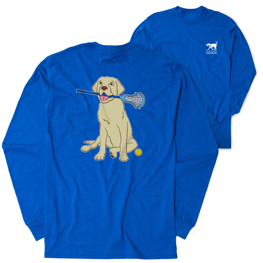 Girls Lacrosse Tshirt Long Sleeve - Chase The Lax Dog (Back Design)
