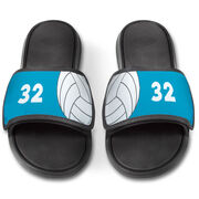 Volleyball Repwell&reg; Slide Sandals - Ball and Number Reflected