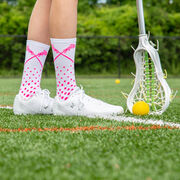Girls Lacrosse Woven Mid-Calf Socks - Sundae (White/Pink/Green)