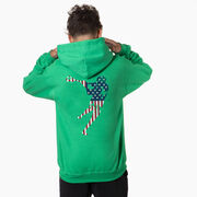 Guys Lacrosse Hooded Sweatshirt - American Flag Silhouette Lacrosse (Back Design)