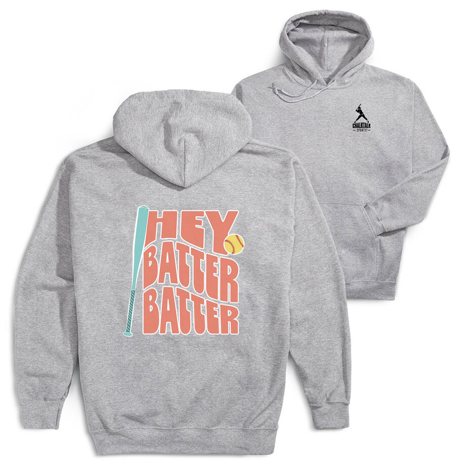 Softball Hooded Sweatshirt - Hey Batter Batter (Back Design)