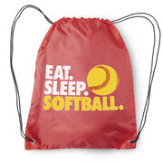 Softball Drawstring Backpack Eat. Sleep. Softball.