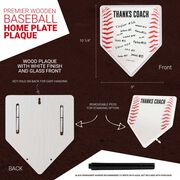 Premier Wooden Baseball Home Plate Plaque - Thanks Coach