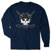 Hockey Tshirt Long Sleeve - Hockey Helmet Skull