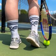 Tennis Woven Mid-Calf Socks - Crossed Racquets
