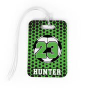 Soccer Bag/Luggage Tag - Personalized Soccer Ball with Dots Background