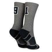 Team Number Woven Mid-Calf Socks - Gray/Black