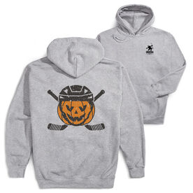Hockey Hooded Sweatshirt - Helmet Pumpkin (Back Design)