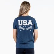 Girls Lacrosse Short Sleeve T-Shirt - USA Girls Lacrosse (Back Design)