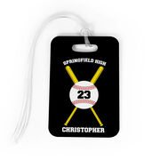 Baseball Bag/Luggage Tag - Personalized Baseball Team with Crossed Bat