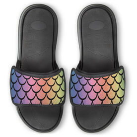 Personalized Repwell&reg; Slide Sandals - Rainbow Mermaid Scales