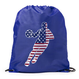 Basketball Drawstring Backpack - Basketball Stars and Stripes Player