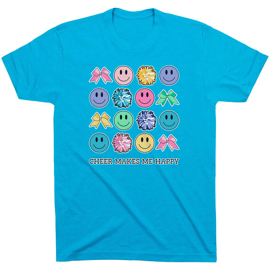 Cheerleading Short Sleeve T-Shirt - Cheer Makes Me Happy