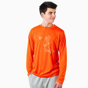 Basketball Long Sleeve Performance Tee - Basketball Player Sketch