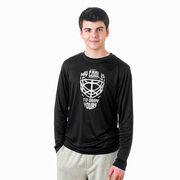 Hockey Long Sleeve Performance Tee - My Goal is to Deny Yours Goalie Mask